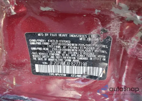 2015 Subaru Xv Crosstrek 2.0I Limited z USA, uszkodzony, nr VIN JF2GPAMC4F8277198